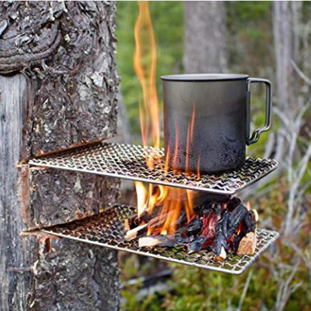 Grille de Cuisson pour Camping en Acier Inoxydable - Accessoire BBQ pour Feu de Camp