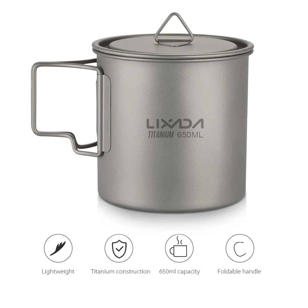 Tasse en Titane Ultralégère Lixada 650ml – Idéale pour Camping et Pique-nique