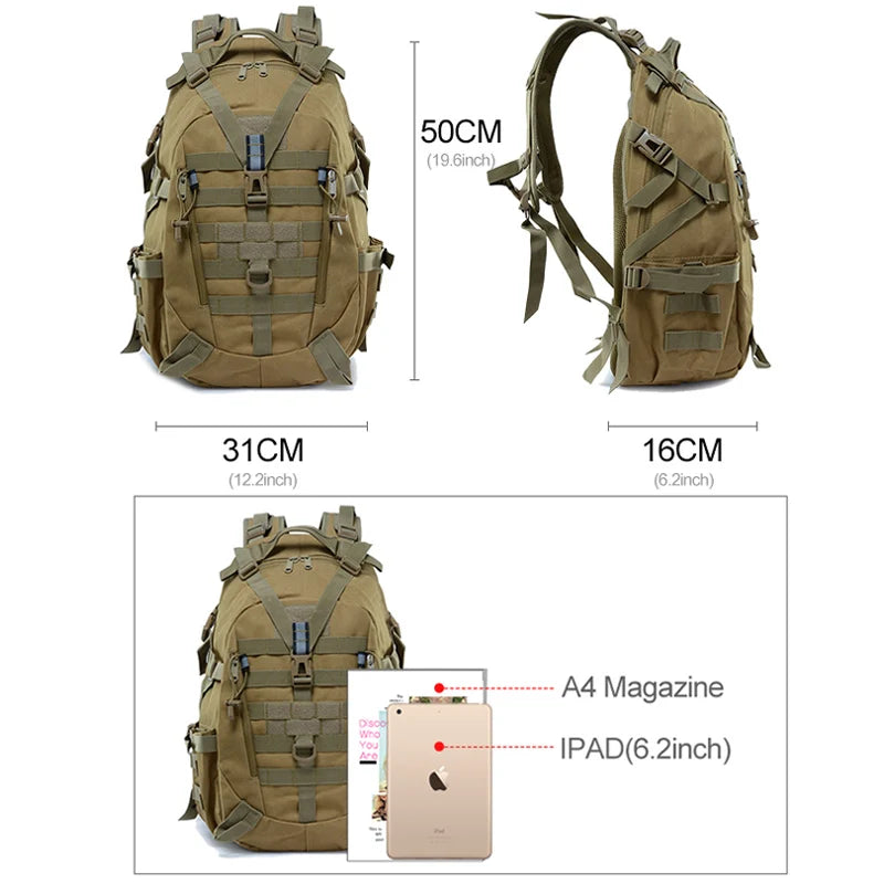Sac à Dos Tactique 40L pour Hommes - Randonnée, Pêche, Chasse, Escalade