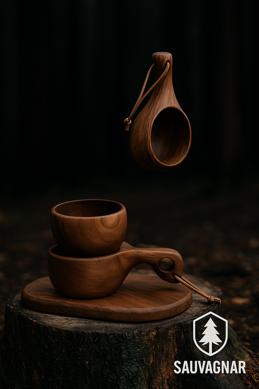 Tasse en Bois d'Acacia Fait Main avec Poignée en Corde - Idéal pour le Camping et le Quotidien