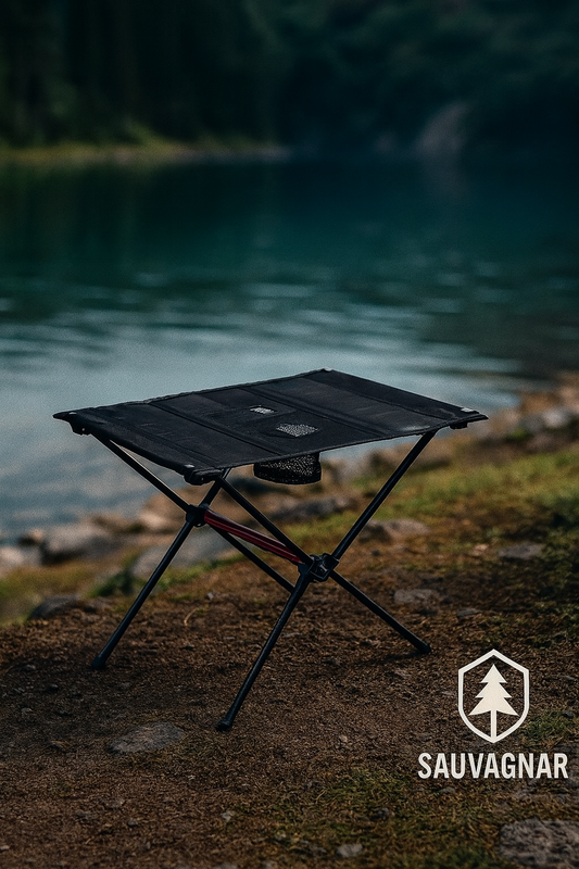 Table de Camping Pliante avec Boîte de Rangement - Essentiel de Voyage Outdoor