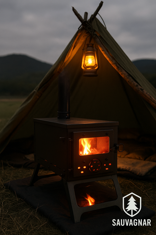 Poêle à Bois Portable en Acier Inoxydable – Réchaud Pliable pour Tente de Camping avec Cheminée