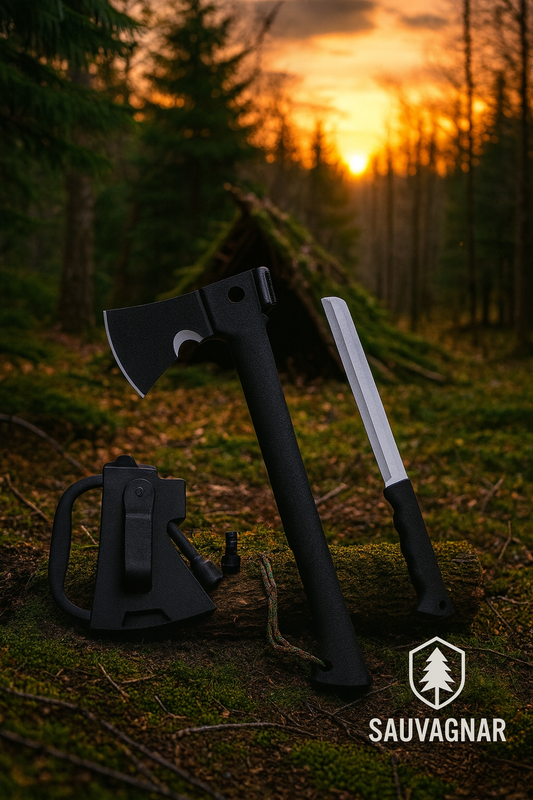 Hache Tactique Multifonction WPKOPYA 440C - Hache de Survie pour Trekking et Bûcheronnage