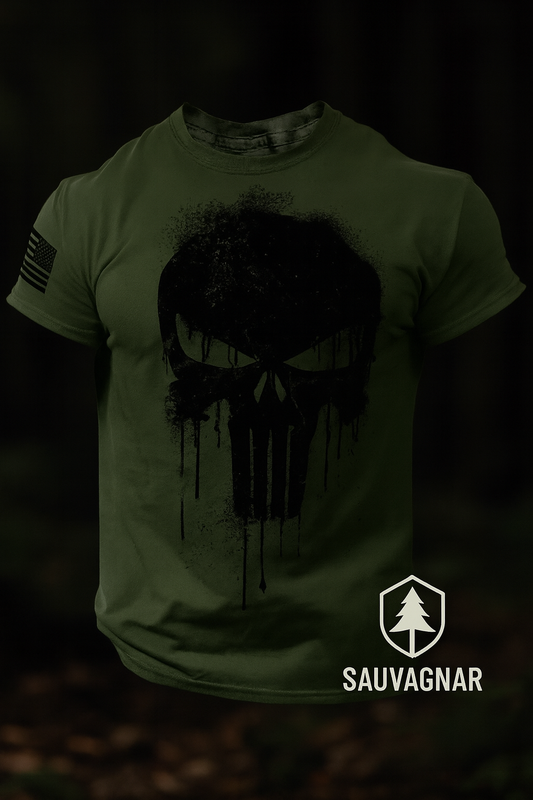 T-shirt Militaire 3D pour Hommes - Skull Patriotic, Sportswear Oversize