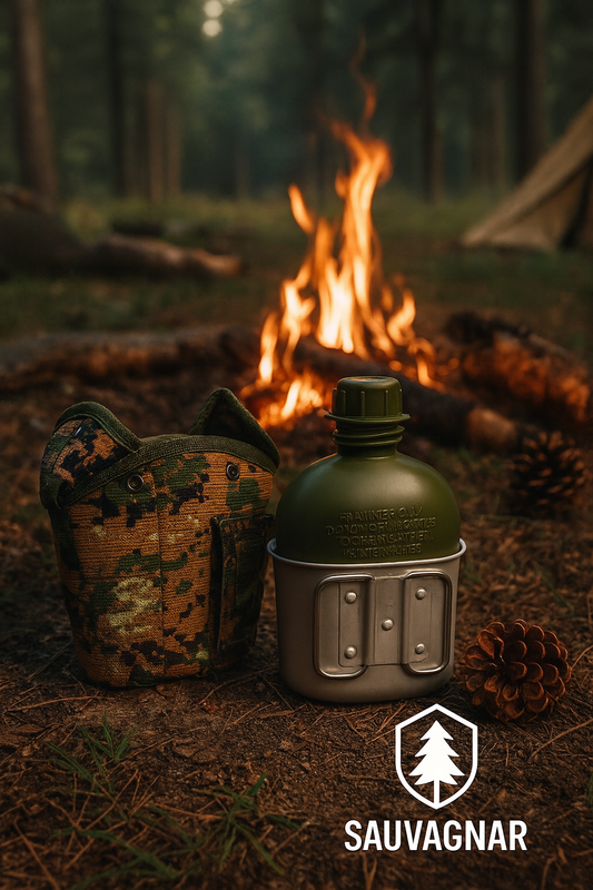 Gourde Camping Portable 1L - Kit Militaire en Aluminium avec Pochette Isolante