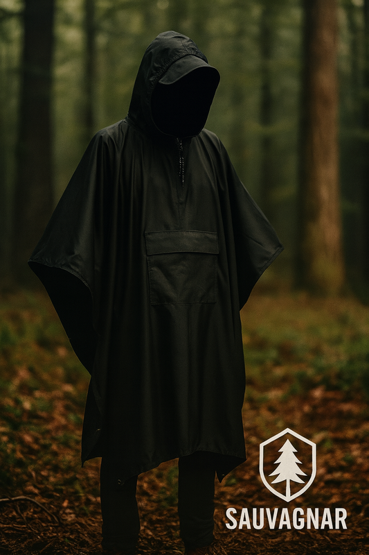 Poncho Militaire 3-en-1 Imperméable - Raincoat, Tapis de Sol et Abri de Camping