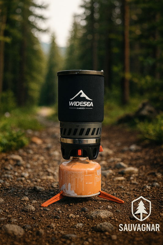 Système de Cuisson de Camping Widesea avec Échangeur de Chaleur - Réchaud à Gaz et Cafetière Tout-en-un