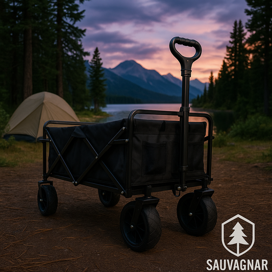 Chariot de Plage Pliable et Robuste - Capacité Élevée pour Jardin et Camping