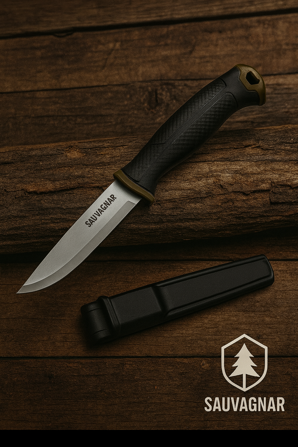 Couteau Fixe SWISS TECH Survival avec Étui – Lame Acier Inoxydable Tactique Outdoor