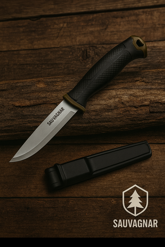 Couteau Fixe SWISS TECH Survival avec Étui – Lame Acier Inoxydable Tactique Outdoor