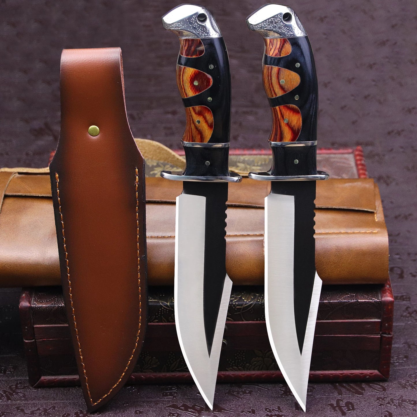 Couteau de Survie et Chasse en Acier 440C de Haute Qualité avec Étui