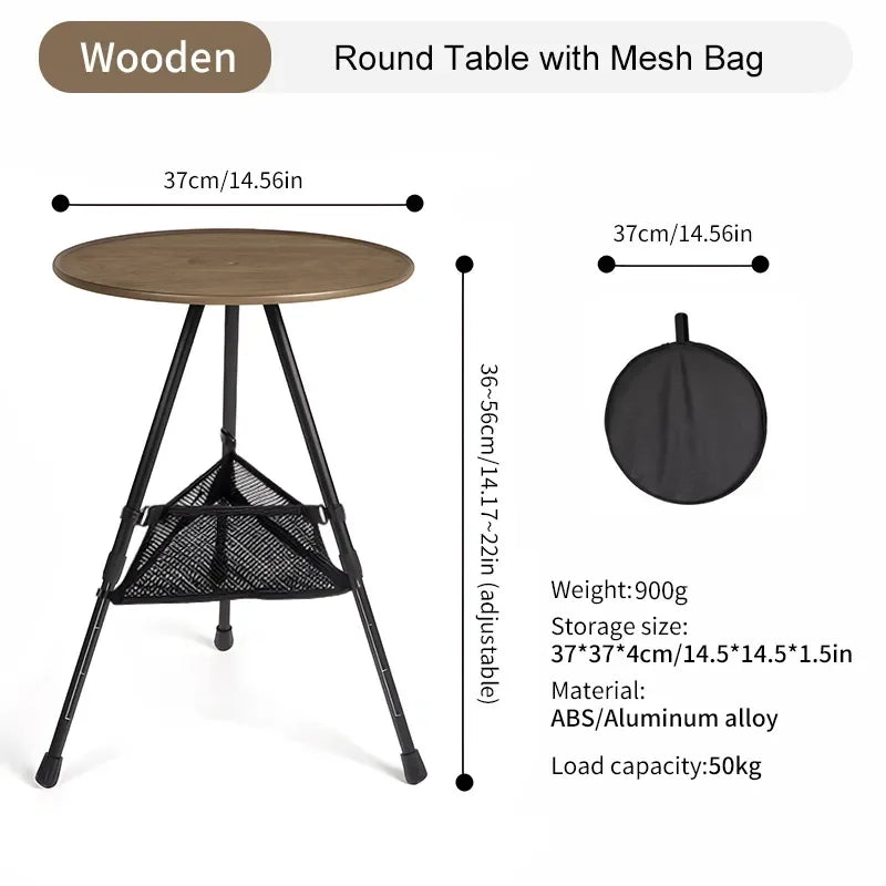 table Ronde de Camping avec Support pour Lampe - Table Pliable Ultra-légère pour Pique-nique et Activités en Extérieur