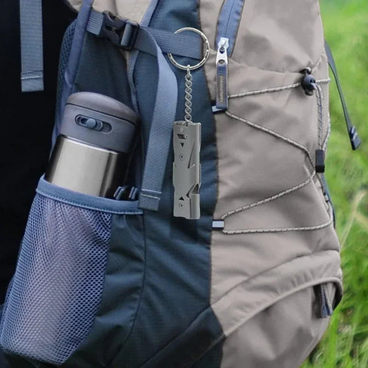 Sifflet de Survie SOS Double Tube en Aluminium Léger pour Camping et Randonnée