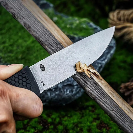 Couteau de Survie Pliant à Haute Dureté avec Manche en Bois - Multi-usage pour Camping et Survie