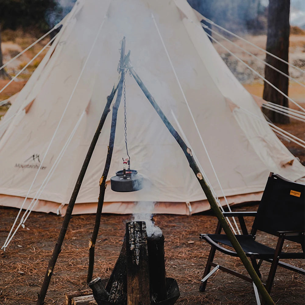 Trépied de Camping pour Suspension de Marmite avec Sac de Rangement en Cuir - Idéal pour Barbecue et Pique-Nique