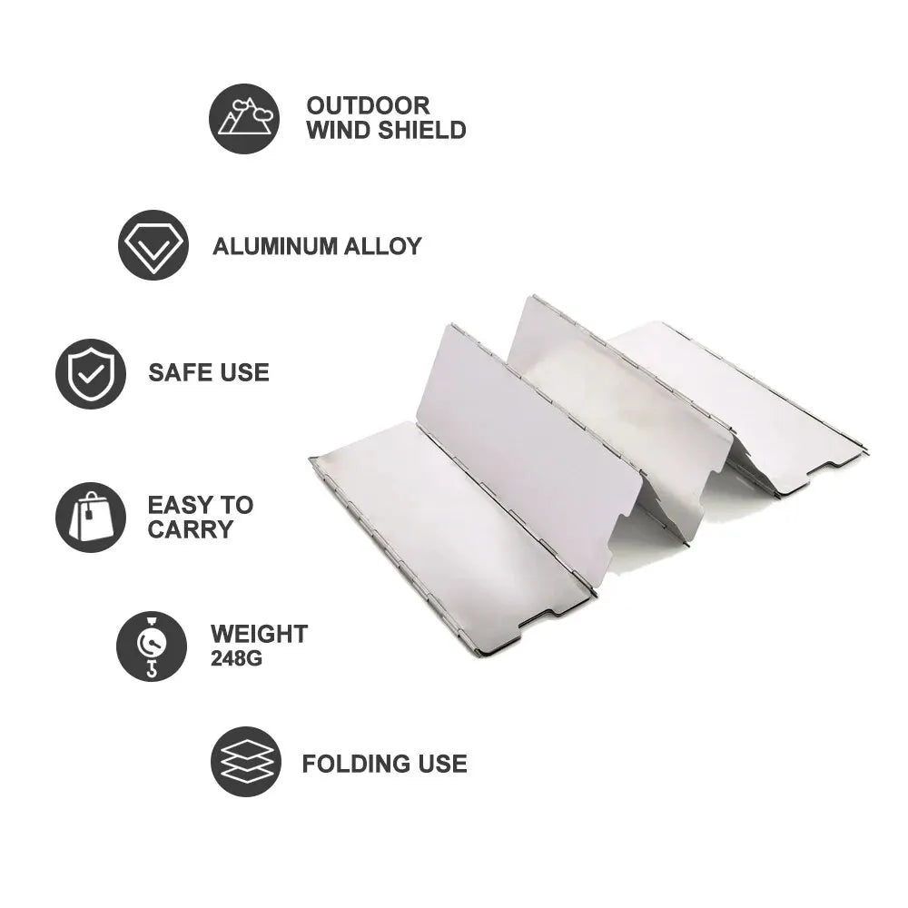 Écran Pare-Vent Pliable pour Réchaud de Camping - 9/10 Panneaux en Aluminium