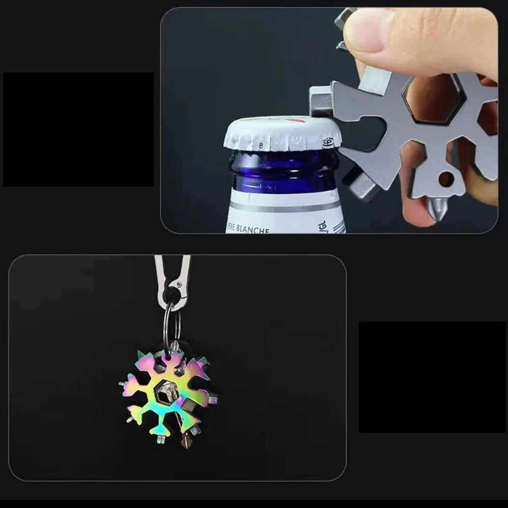 Multitool Snowflake 18-en-1 — Outil Multifonction Compact pour Outdoor & Bricolage