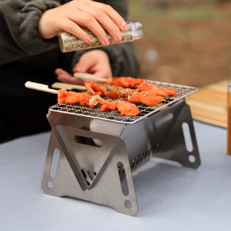 Barbecue Portable Pliable en Acier Inoxydable – Grill Multifonction pour Camping