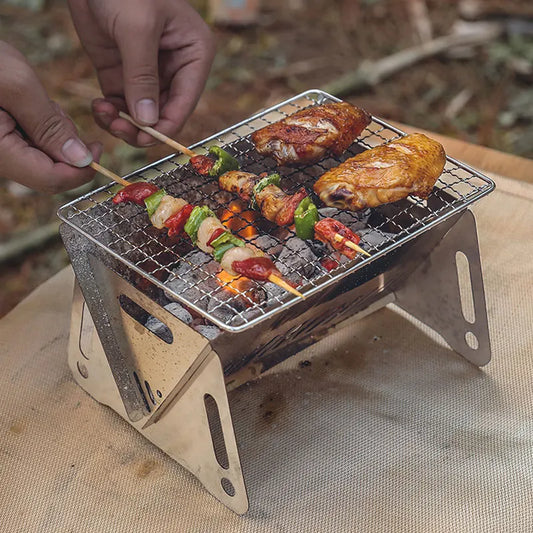 Barbecue Portable Pliable en Acier Inoxydable – Grill Multifonction pour Camping