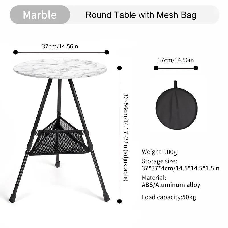 table Ronde de Camping avec Support pour Lampe - Table Pliable Ultra-légère pour Pique-nique et Activités en Extérieur