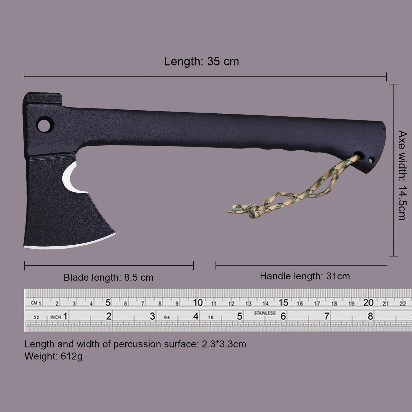 Hache Tactique Multifonction WPKOPYA 440C - Hache de Survie pour Trekking et Bûcheronnage