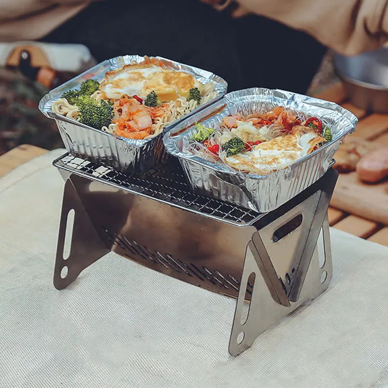 Barbecue Portable Pliable en Acier Inoxydable – Grill Multifonction pour Camping