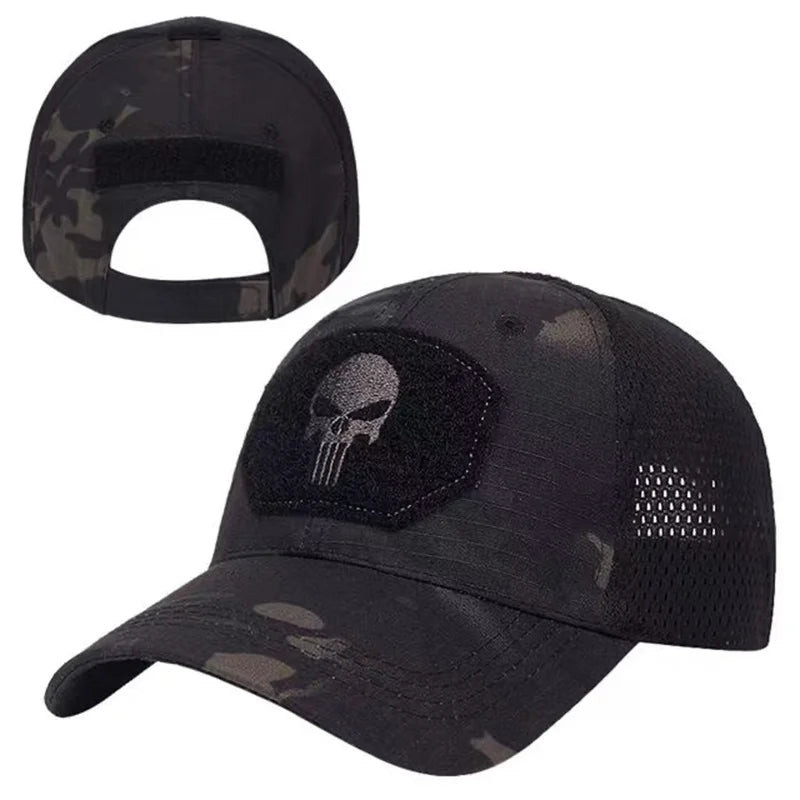Casquette Camouflage Skull - Ajustable, Respirante et Protectrice pour Outdoor, Airsoft et Randonnée