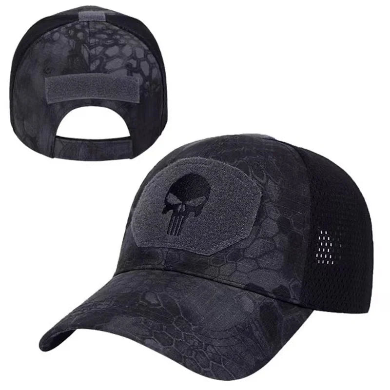 Casquette Camouflage Skull - Ajustable, Respirante et Protectrice pour Outdoor, Airsoft et Randonnée