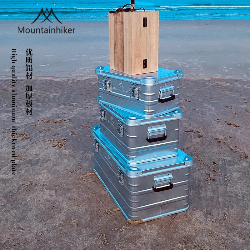 Boîte de Rangement Extérieure Mountainhiker 60-80L en Alliage d'Aluminium - Idéale pour Camping et Voyages